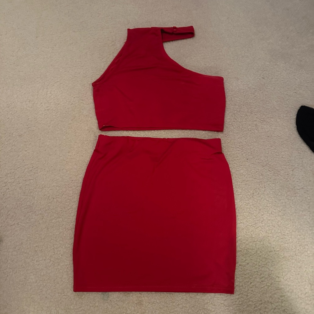 Forever 21 Red One-Shoulder Mini 2 piece set